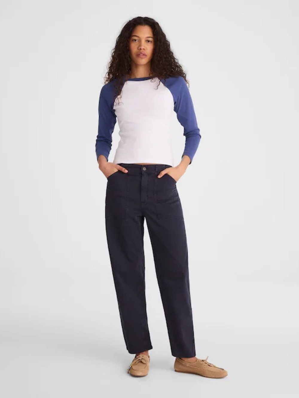 Madewell The Darted Barrel-Leg Utility Pant in Dark Navy Size 25 $128 NV176